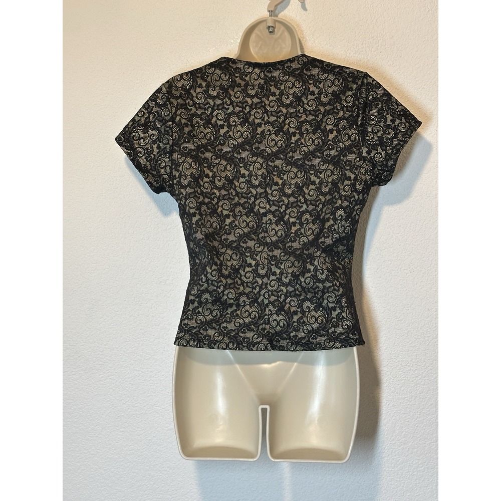 Vintage Top Womens L Black‎ Lace Square Neck Whimsigoth Goth Grunge Event Witchy - Picture 3 of 8